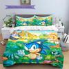 Sonic the Hedgehog2 Pattern Bedding Quilt Set  Home Decoration  Gift (1 * Duvet Cover + 2 * Pillowcase  Without Core)