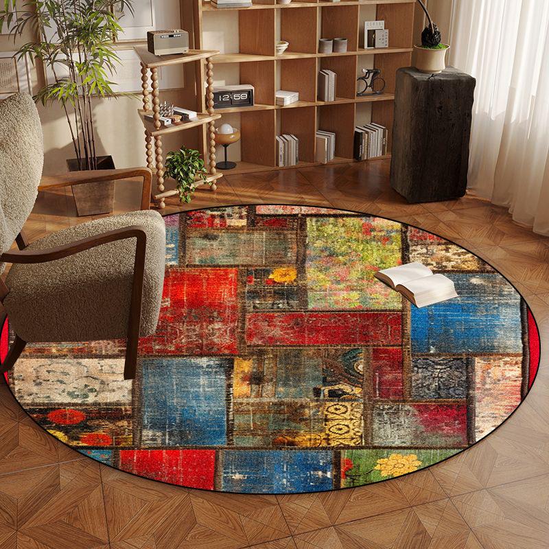 

Retro Persia Round Rugs for Bedroom Study Chair Mat Living Room Decoration Large Area Rugs Non-slip Entrance Doormat Washable 60*60cm