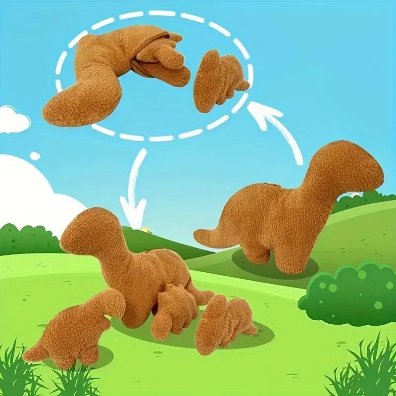 4-teiliges Dinosaurier- und Chicken-Nugget-Plüschset – Weicher Stegosaurus und Mini-Kuscheltiere für Kinder – Perfekt für Geburtstag, Ostern, zum Einschlafen