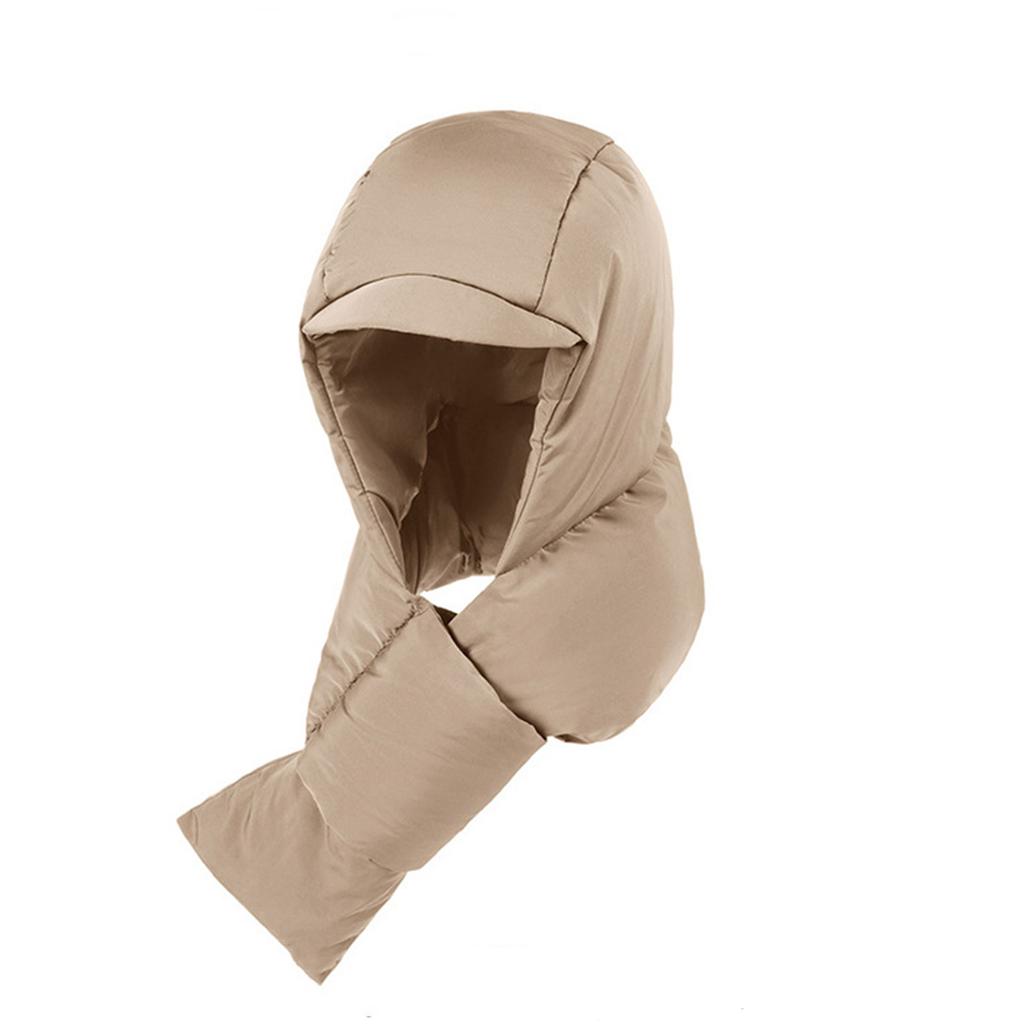 Women's Warm Scarf One-piece Pullover Hat For Outdoor Skiing Travel, Cold Proof Thick Down Hat
