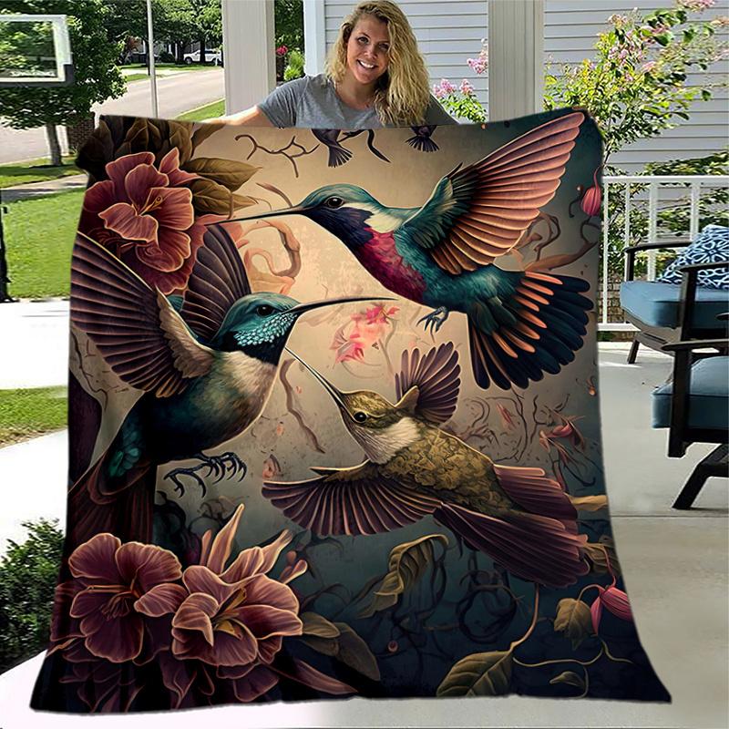 1pc Whirling Hummingbirds Blanket, Soft Throw Blanket for Room Decor, Perfect Gift for and and Fans .K101