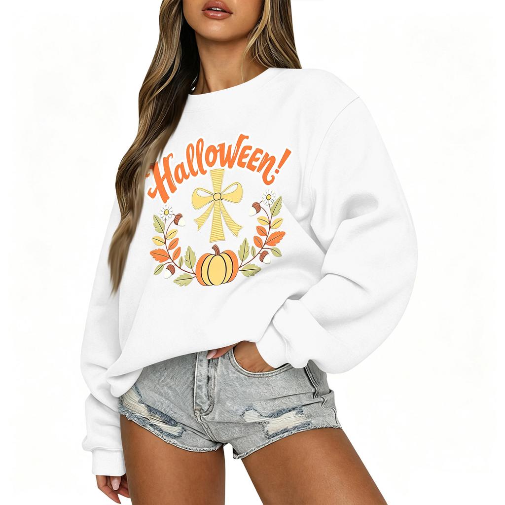Women's Casual Long Sleeve Christmas Print Round Neck Top for Holiday Festive Wear