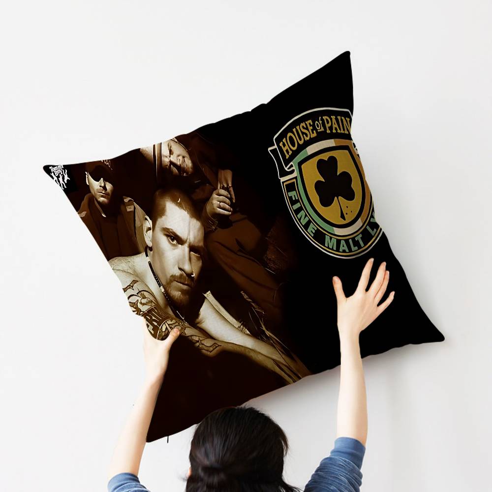 Band H-House O-Of P-Pain Office Cushion Pillowcase Car Cushion Cover45X45CM Lumbar Pillowcase Sofa Pillowcover