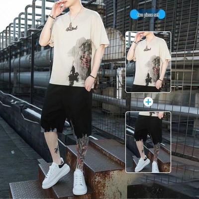 2022 Korean Style Men's Short Sleeve Summer Set - Trendy, Lightweight, and Casual Streetwear