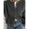 Soft Knitted Cardigan Women's Retro Button Gray Wool Sweater Jacket