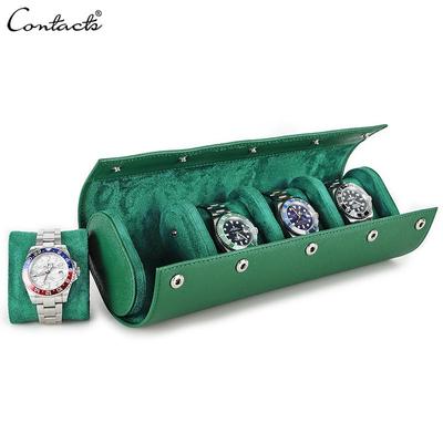 Handmade Genuine Leather 4 Slots Watch Case for Women Luxury Designer Jewelry Display Watch Storage Box