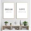 Resim Minimalist Oda Dekorasyonu Resim Rüya Aşk Motivasyon Poster Siyah Beyaz Basit Alıntılar Tuval Duvar Sanatı Baskısı