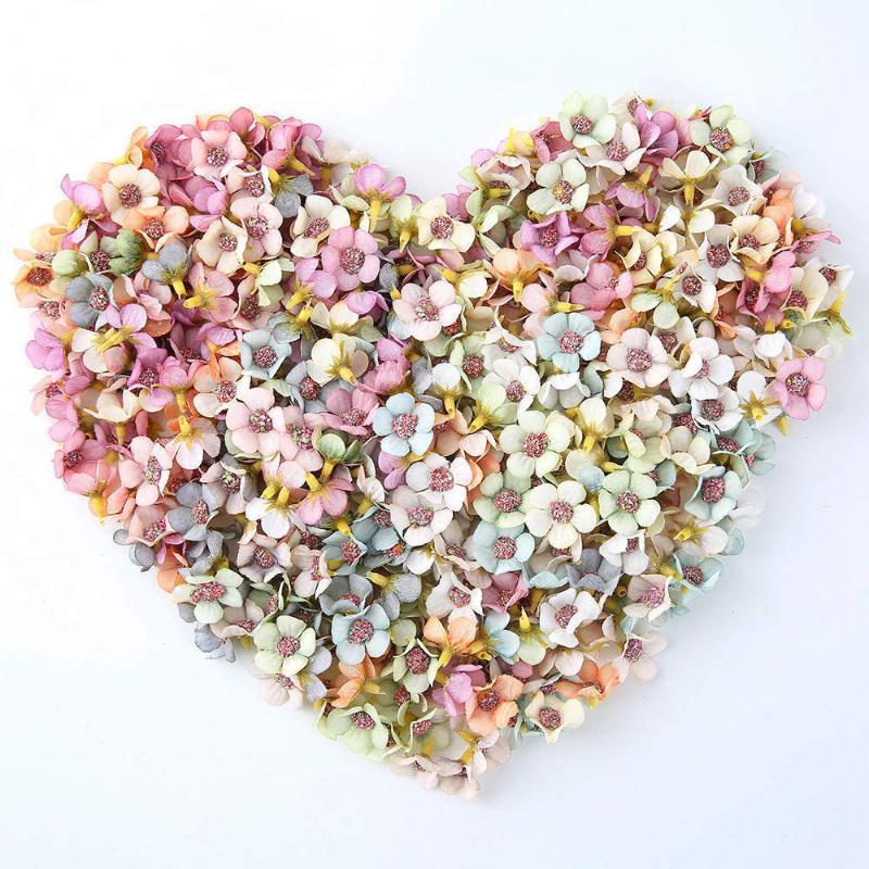 50 Stück Umweltfreundliche Künstliche Blumenköpfe Seiden-Fälschungsblumen für Hochzeitstorten-Topper Babyparty-Dekoration