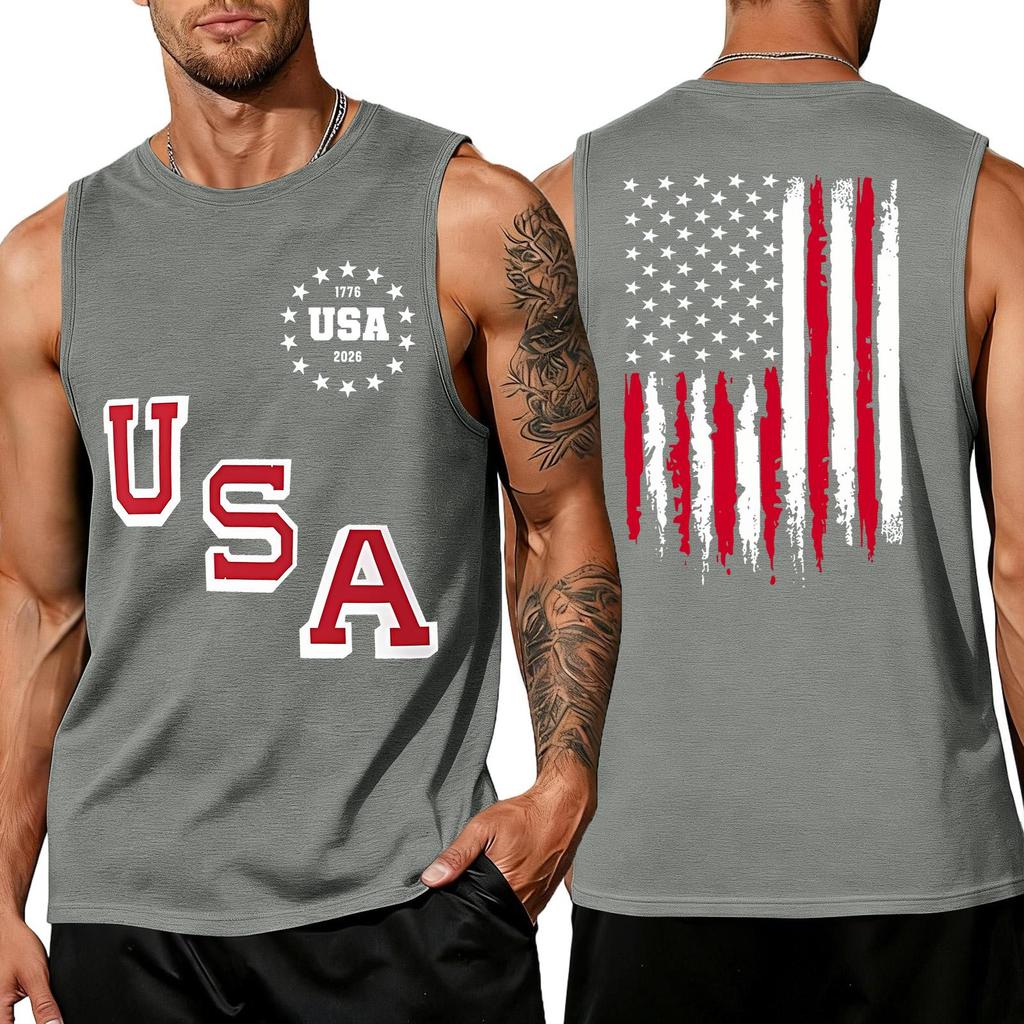 Men 4th Of Shirts USA Muscle Sleeveless Shirt Patriotic Tank Tops