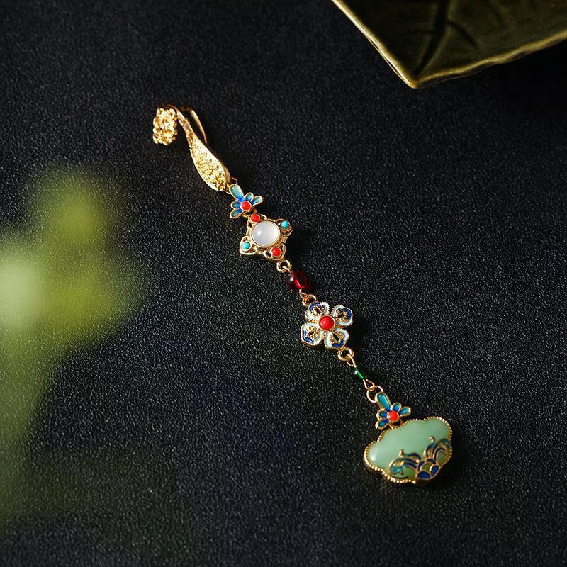 Women Chinese Style Cheongsam Qipao Lapel Hanging Tassel Pendant Vintage Brooch Elegant Style Hanfu Accessories