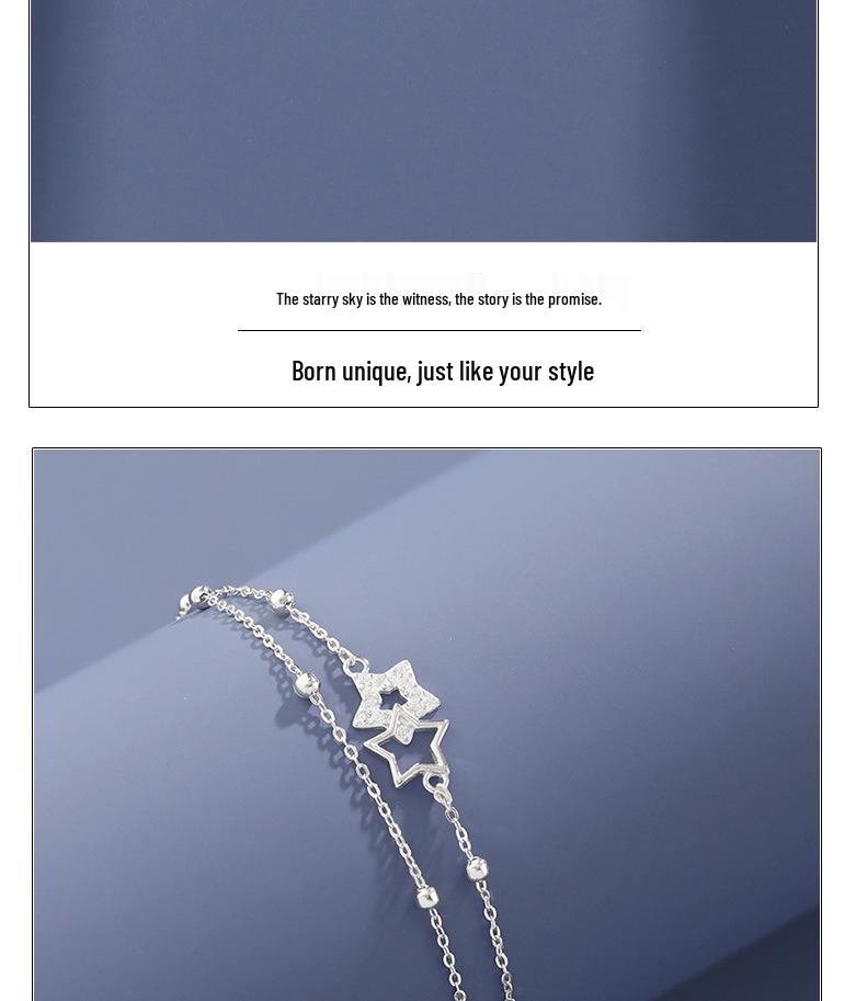 Korean Style S925 Sterling Silver Starry Sky Bracelet - Elegant, Simple, Stackable High-End Design for Women.