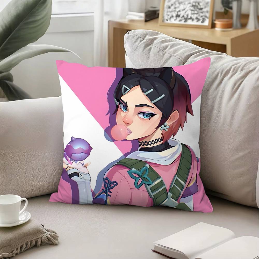 Cute C-Clove V-ValorantS Throw Pillow Covers Pattern Cushion Cover Suitable For Sofa Bedroom Car Pillow Cover