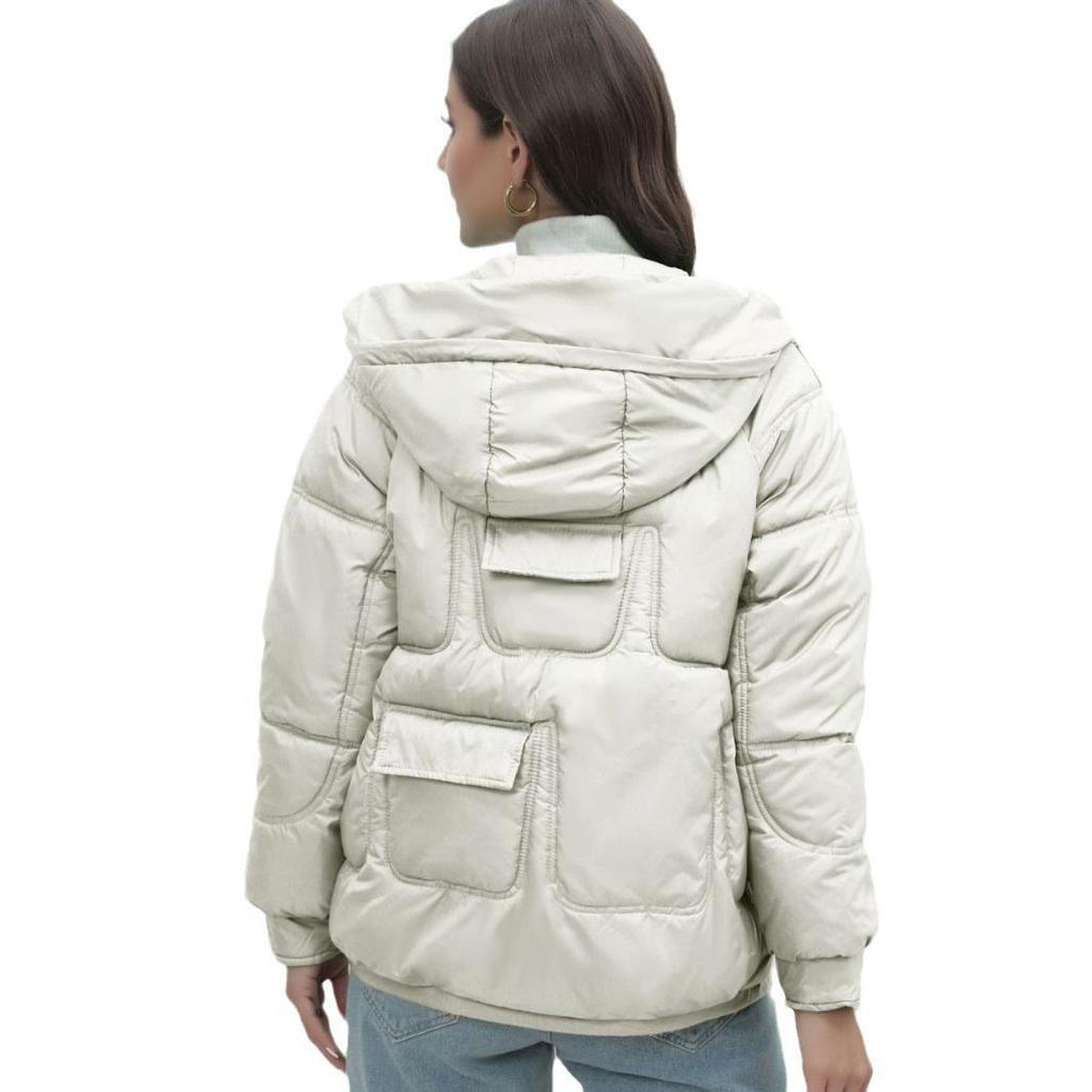 Giacca Imbottita in Cotone Piumino Europeo e Americano Nuova Giacca Invernale da Donna Ispessita Imbottita in Cotone Esplosioni Colore Brillante Colletto Giacca Imbottita in Cotone