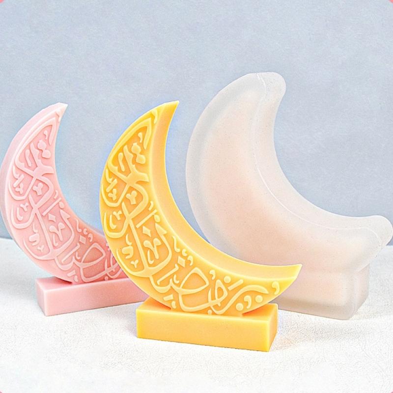 Moon Silicone Mould Moon Shaped Candle Molds DIY Soap Castings Molds Handmade Resin Molds for Eid Ramadans Decorations