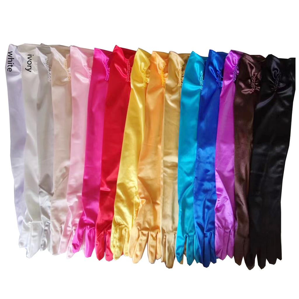 1 Paar Braut Braut Hochzeitshandschuhe Rot Schwarz Weiß Elfenbein Lang Perlenbesetzt Satin Elegant für Damen Finger gants mariage luvas de noiva