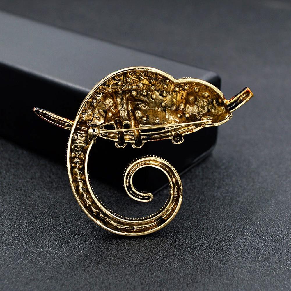 Blucome Fashion Colorful Lizard Brooch Rhinestone Animal Pins for Women Suit Bag Laple Pins Badage New Year Gift