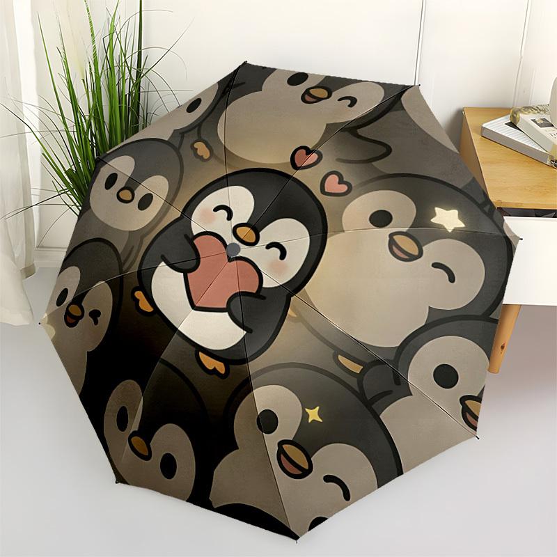 1 Stück Pinguin Liebe Automatischer Regenschirm Hochwertiges Schirmdach, Tragbarer Faltregenschirm mit, Ideales Geschenk für - Reisen, Alltag, Formelle Anlässe, Stilvoller Acc