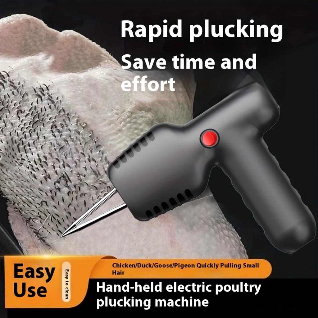 Elektrisch betriebene Geflügelrupfmaschine, Kabelloser Betrieb, Tragbar, Schwerlastausführung mit ergonomischem Griff, Leistungsstarker Motor für Huhn, Ente, Gans