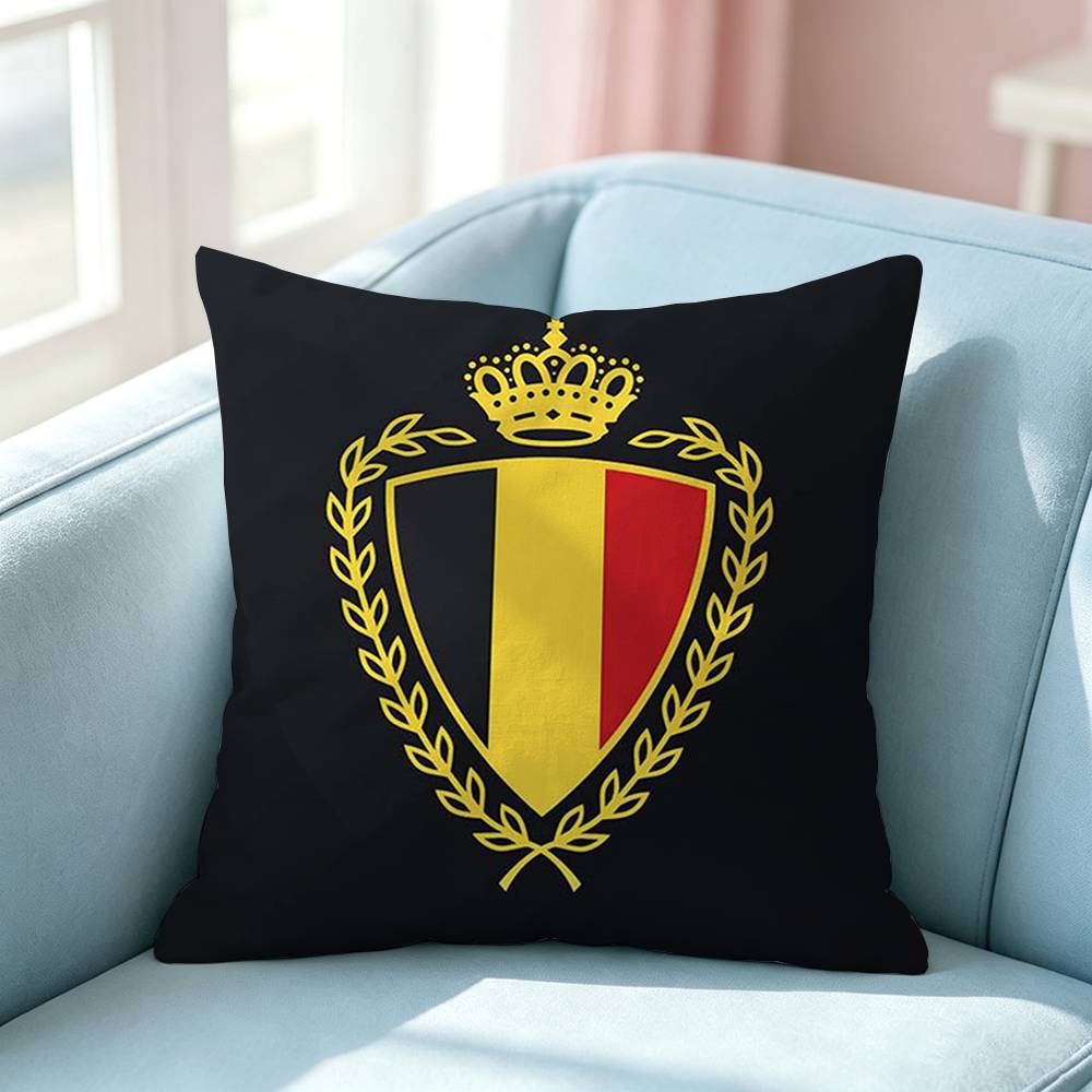 Comic Kingdom Belgium Flag Square DoubleSided printed Pillow Case Bedroom Bedside Pillow Sofa Cushion Cover
