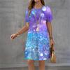 New Summer Dresses Women Dot Gradient Tie Dye 3D Print Short Sleeve Dress Casual Fashion A-Line Dress