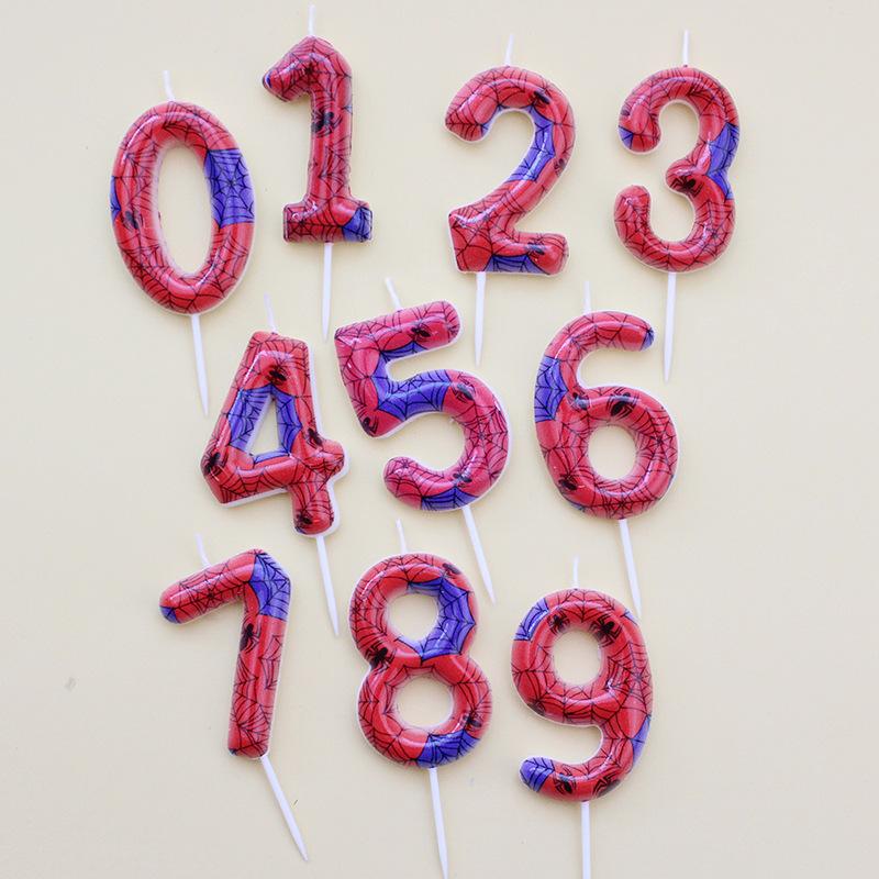 New Spider-Man Themed Number 0-9 Candle Birthday Party Scene Decoration Number Candle