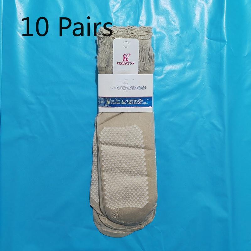 10 Pairs of Women Spring and Summer Lotus Leaf Edge Not Leg Wide Mouth Massage Bottom Loose Non Slip Tube Socks
