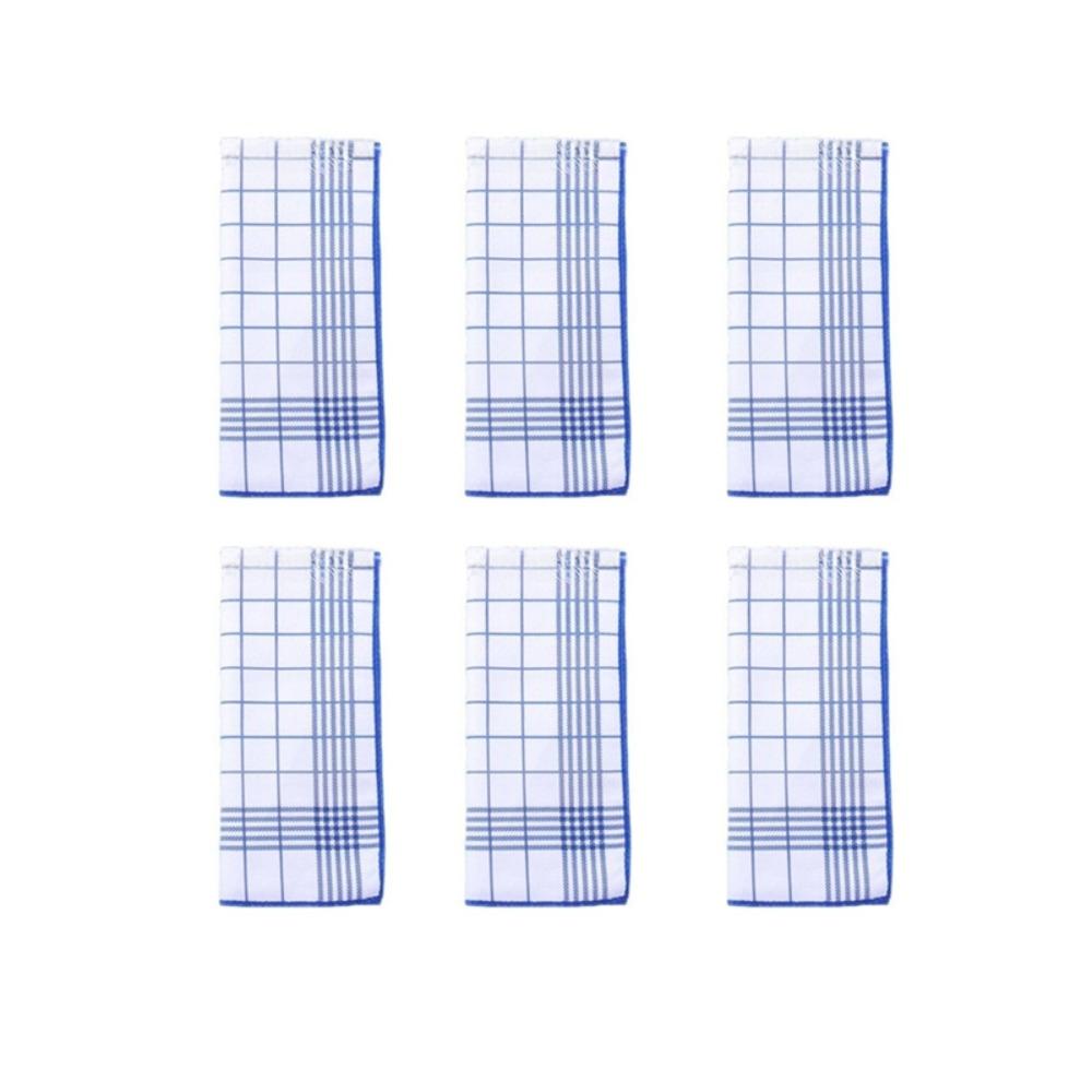 

6 Pieces Multi-functional Large Checkered Kitchen Towel Absorbent Quick-Dry Tea Towel Rectangular Soft Napkin Tableware синій