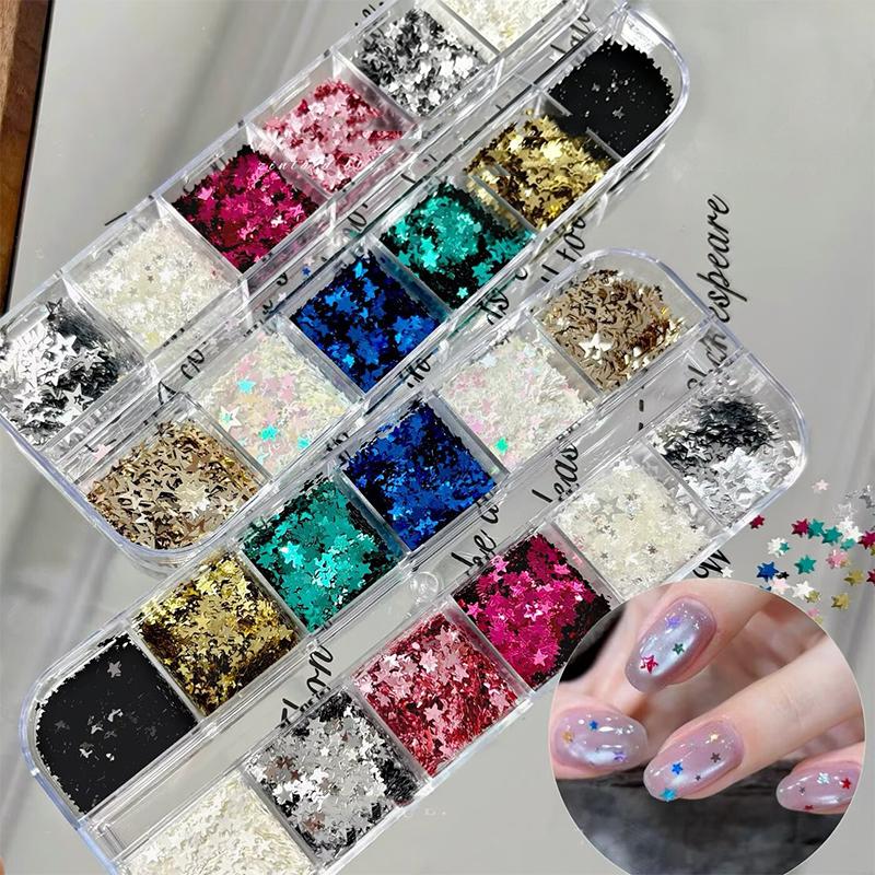 Estrela Lantejoula Mista Estrela de Cinco Pontas Ponto de Onda Colorido Laser Glitter para Unhas Arte de Unhas Charme Decoração Manicure DIY Acessórios