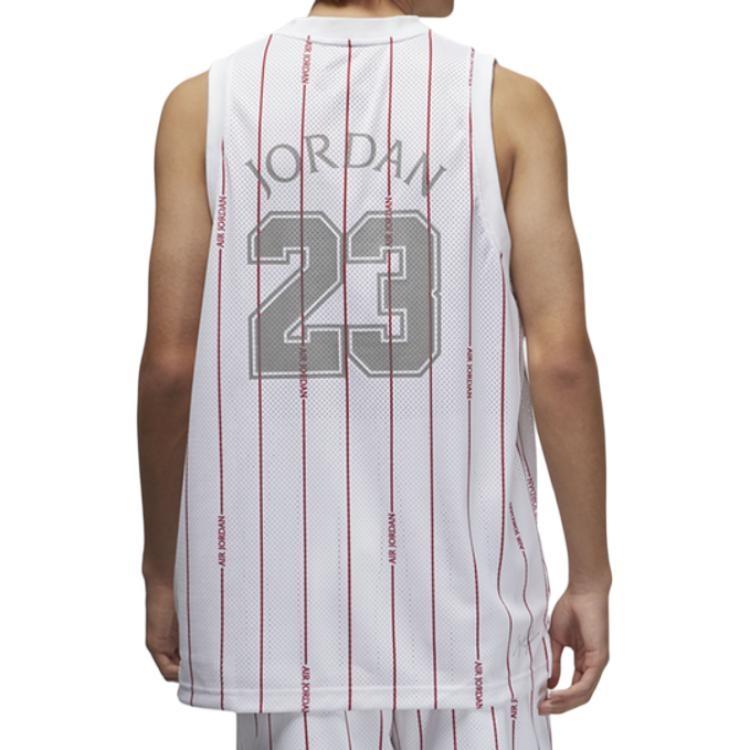 Air Jordan Stripe Logo Loose Breathable Mesh Sports Vest White Men's DM1381-100