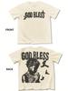 T-shirt da uomo con stampa grafica di lettere GOD BLESS, girocollo, manica corta, design street, abbigliamento casual, adatta per coppie