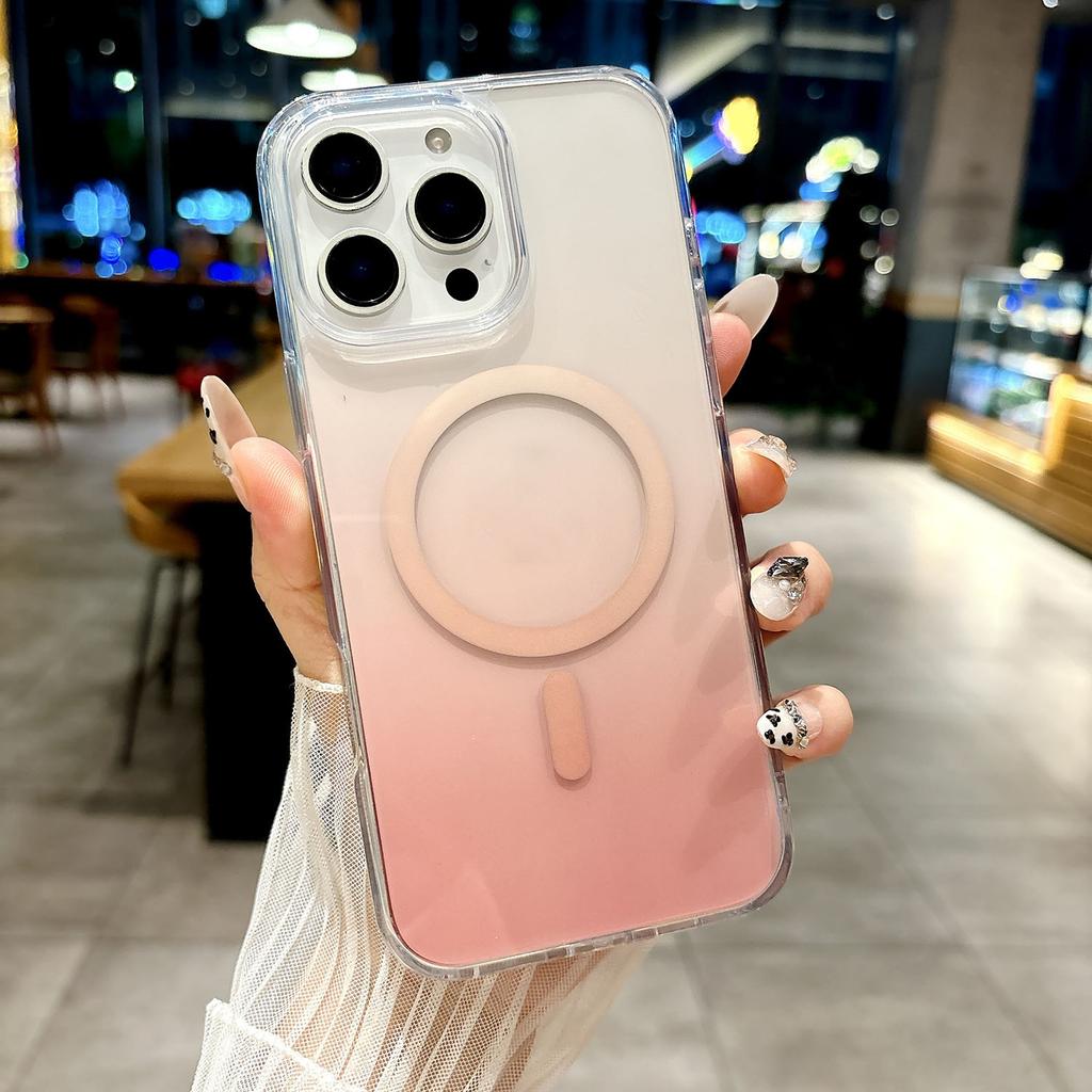 For iPhone 16 Pro Case Compatible with MagSafe Transparent Gradient Hard PC Phone Cover