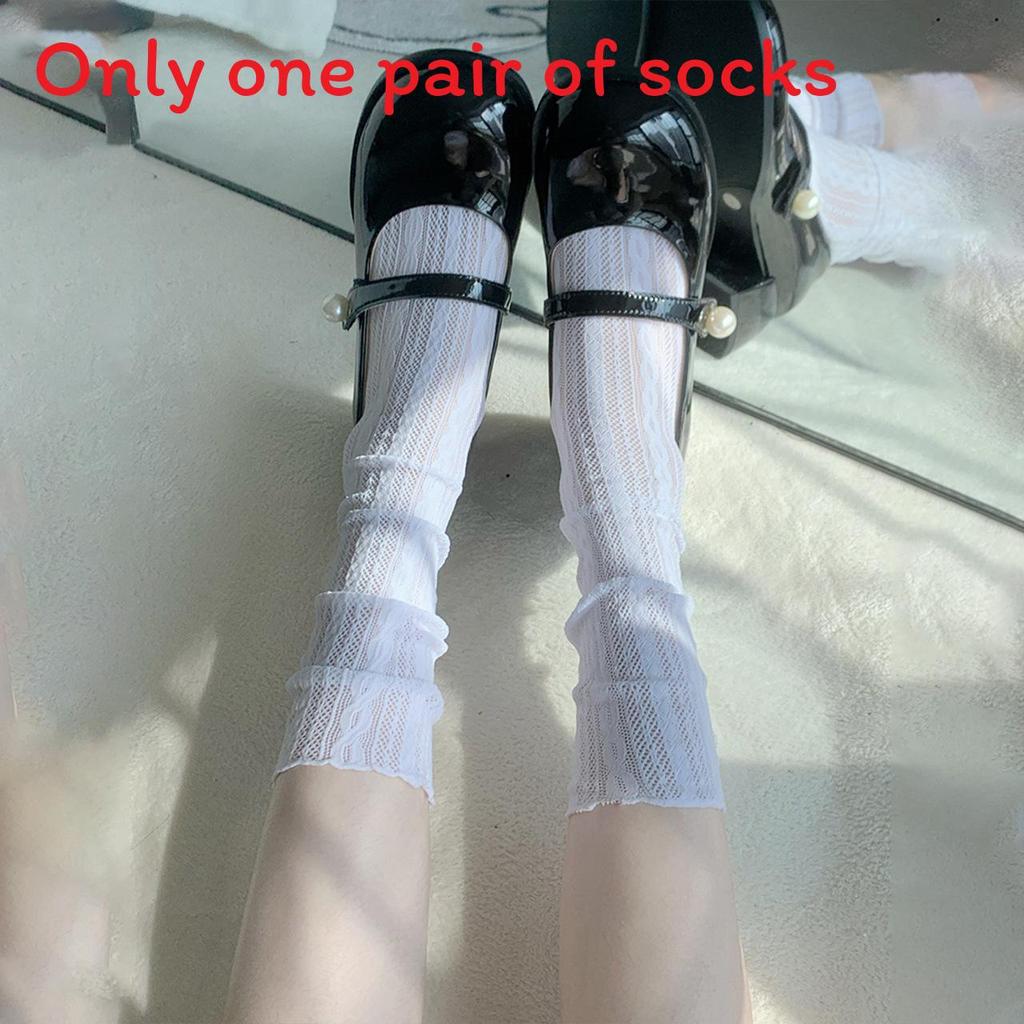 Lolita Lace Thigh High Socks With Breathable Mesh For Girls Spring Fashion