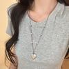 Korean Ins Style Simple Long Adjustable Beaded Heart Pendant Necklace For Women