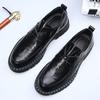 Men's leather shoes new platform leather business casual soft leather round head office commuter derby shoes