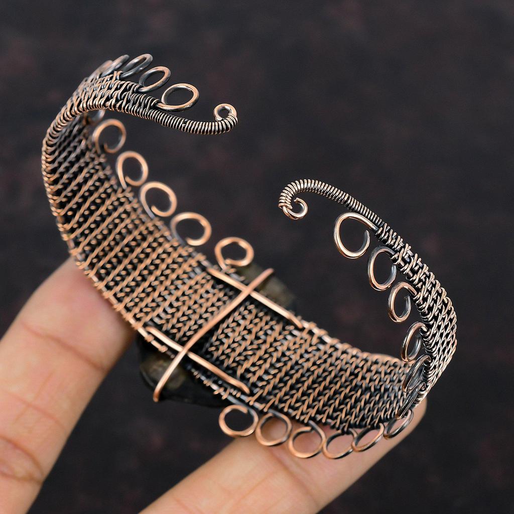 Chiastolith Edelstein Armreif Kupferdraht gewickelt Armreif handgemachtes Armreif verstellbares Armreif Geschenk für Sie Kupferdraht Wickelschmuck