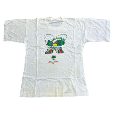 Vintage Single Stitch T-shirt 90s Graphic Print Wildlife Floral White Mens