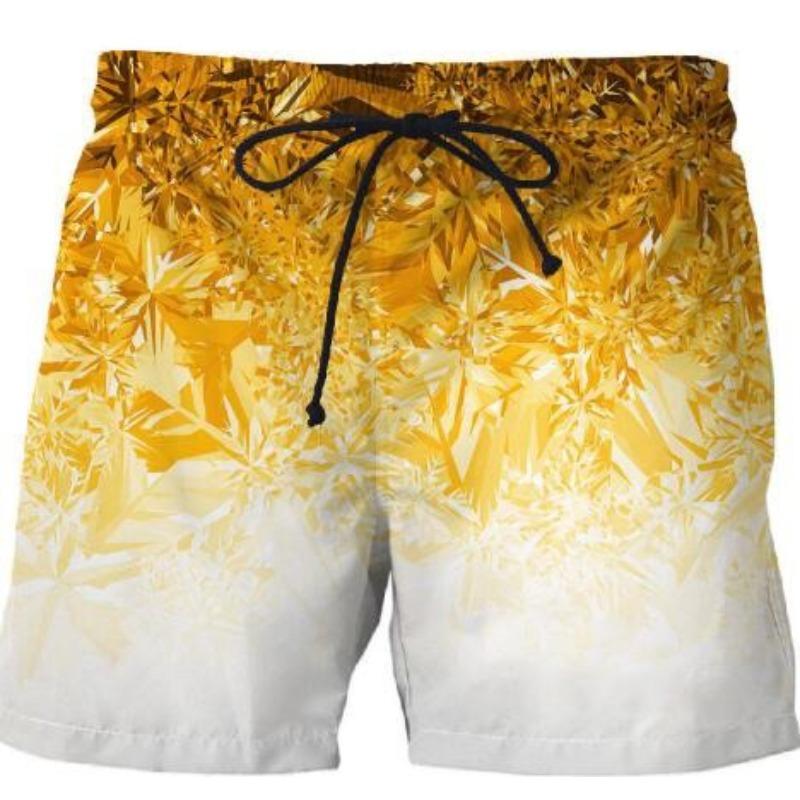 Summer Gradient Snowflake Ice Crystal Print 3D Shorts for Men's Casual Beach Pants Shorts Men’s