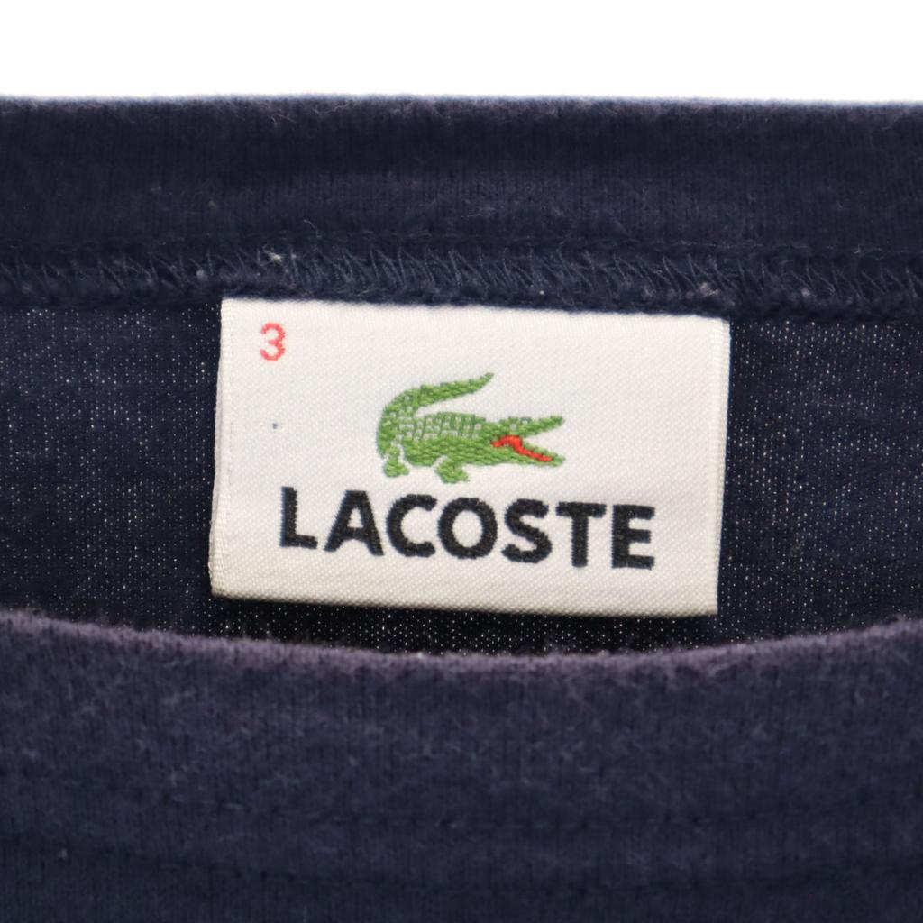 LACOSTE Border Pattern 7 minutes sleeve Boat neck Basque shirt 3 Navy Men's Used