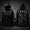 Hanorac Pulover Supradimensionat din Poliester pentru Bărbați 2026, Gothic Y2K Death‑Metal Craniu Demon Spinos Punk Întunecat Streetwear Hanorac cu Imprimeu