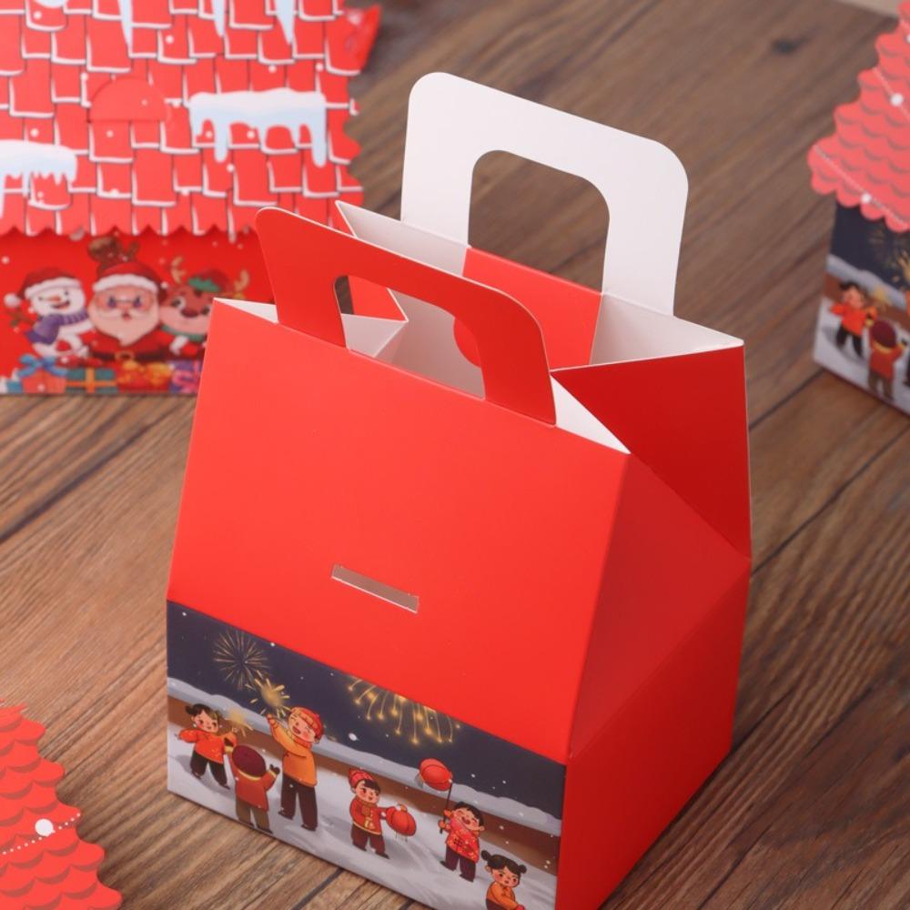 10pcs Christmas Cookie Snack Bag Kraft Paper Packing Box Creative Candy Gift Boxes  for Xmas Party