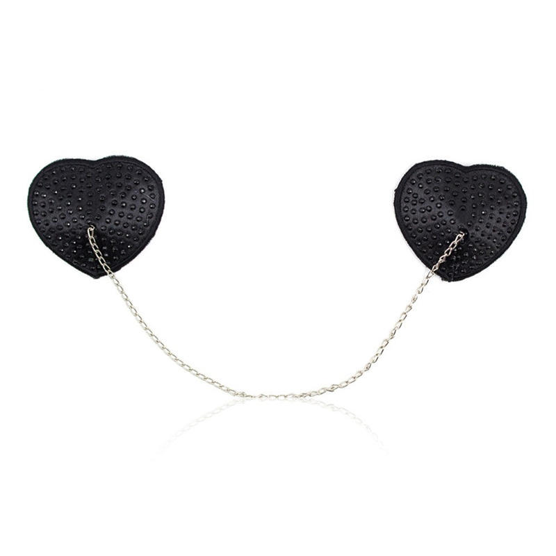 1 Pair Sexy Black Link Chain Tassel Breast Bra Nipple Cover Sticker Pasties