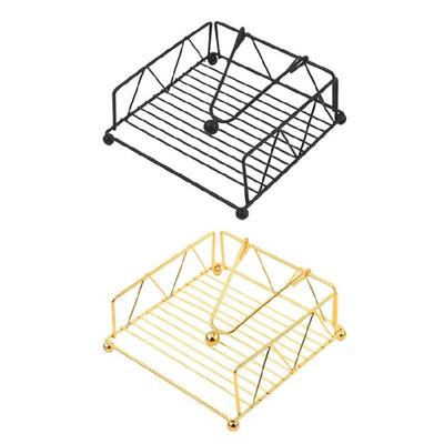 Square Napkin Holder With Iron Construction Easy Access Kitchen Paper Storage Rack Modern Countertop Designs