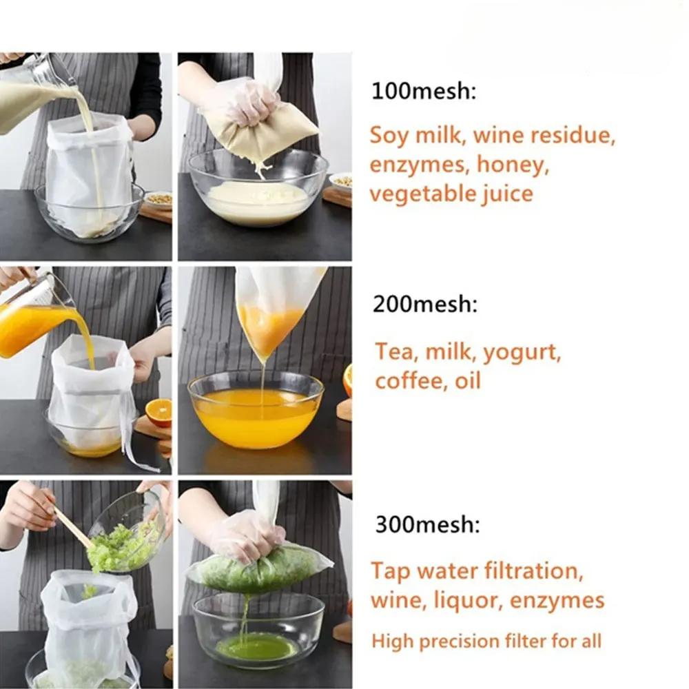 Beer Homebrew Filter Bag for Brewing Malt Boiling Wort Mash Strainer Tool Mesh Nylon Food Strainer Bag Nut Milk Juice Filte