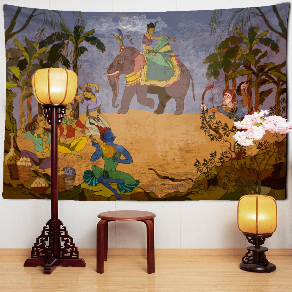 Chinese Ancient Calendar Card Tapestry Wall Hanging Retro Hippie Mysterious Aesthetic Oil Painting Room Decor Cloth