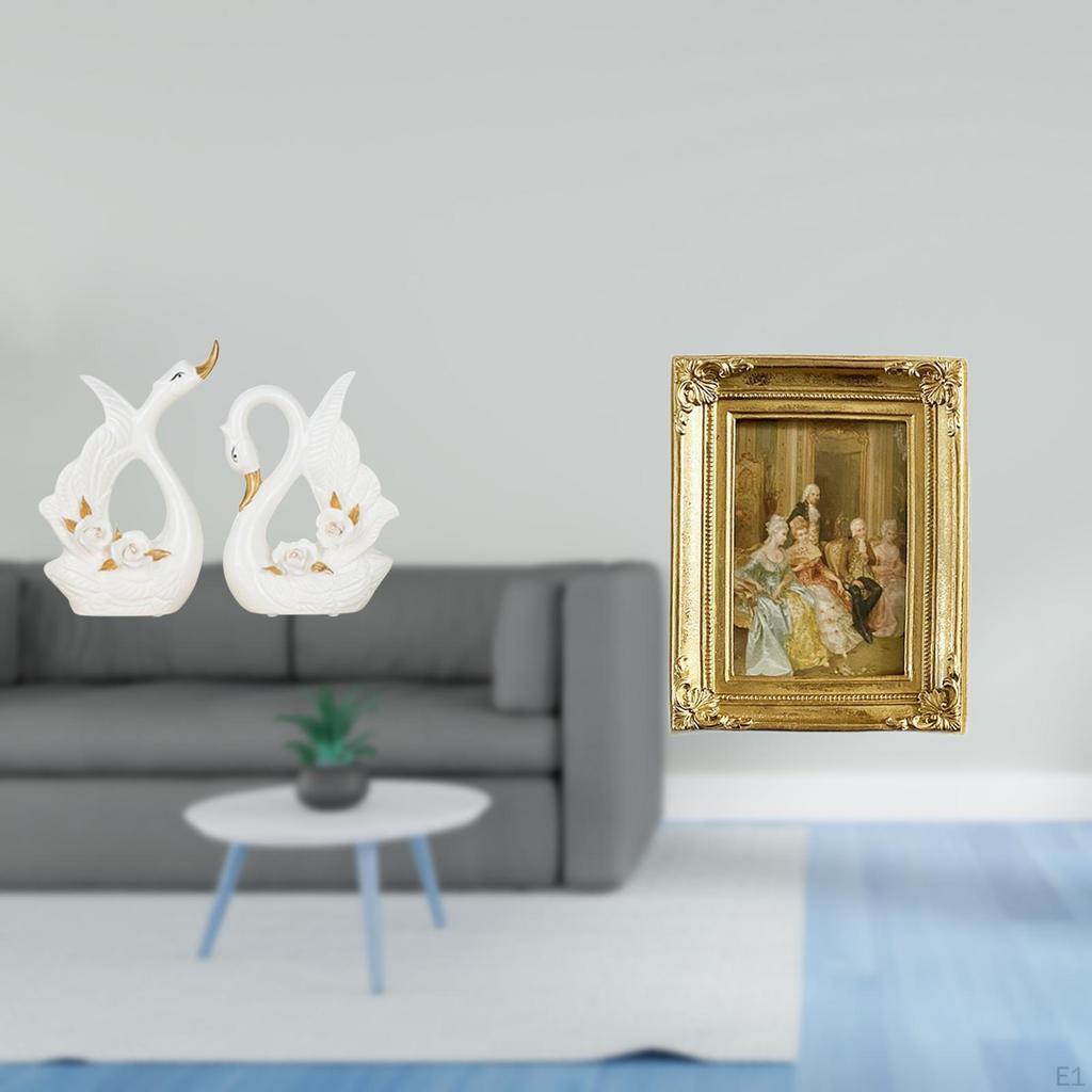 Elegant Swan Ceramic Sculpture And Resin Photo Frame Holder for Desktop Tabletop Bookshelf Cabinet