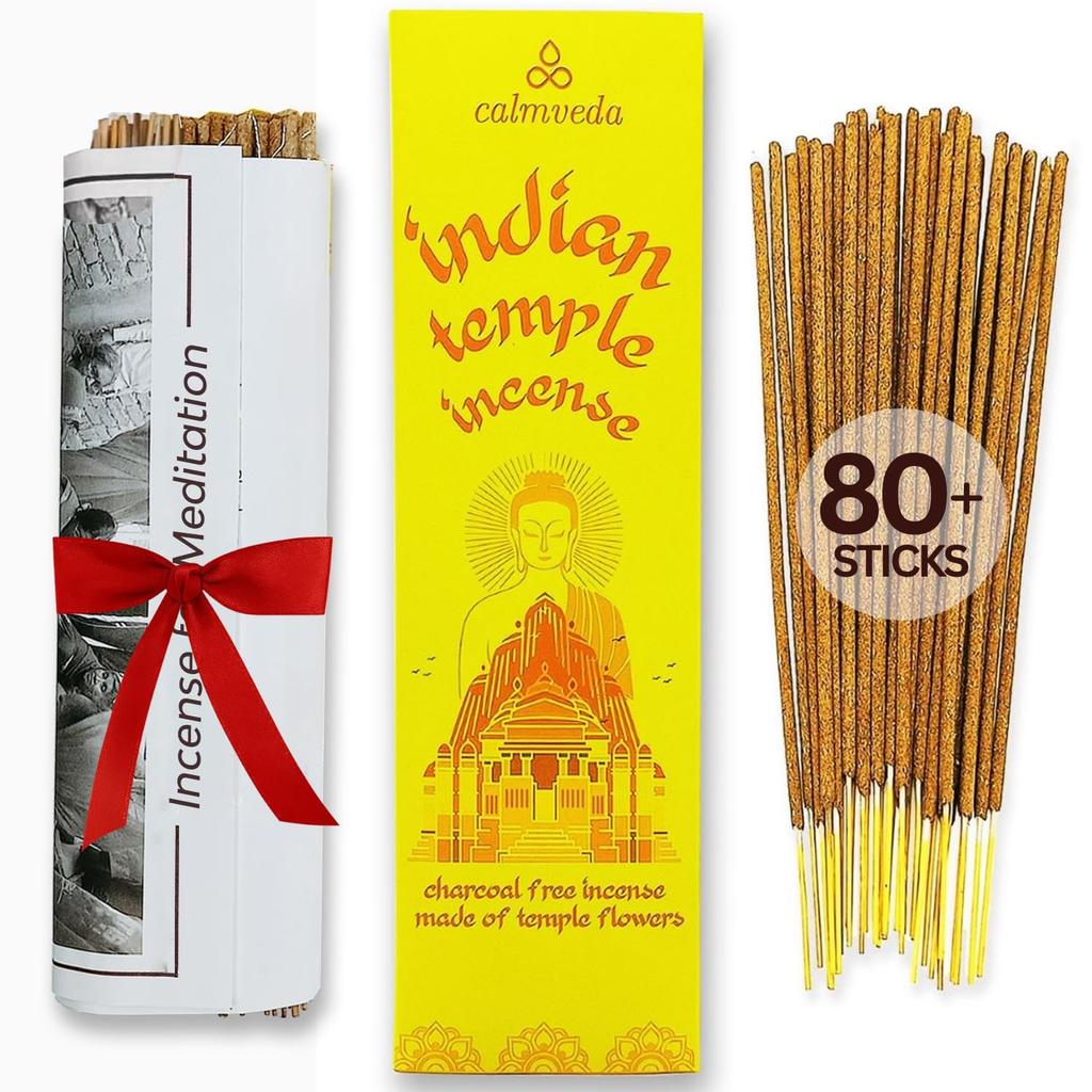 Spiritual Indian Temple Incense Sticks - 80 Charcoal Free Incense Sticks