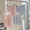 Spring and summer new sweet women's sexy pajamas ice silk suspenders shorts imitation silk set home out thin