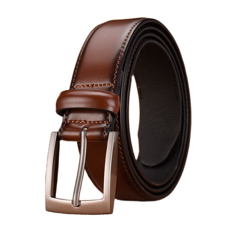 Leather Belt Men'S Perforated Embossed Cowhide Belt Business Casual Leather Belt Trendy Belt
