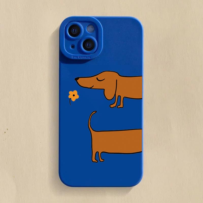 Cute Sausage Dog Pattern Silicone Phone Case For iPhone 17 16 15 14 13 12 11 Pro Max 17 Air 16E XS X XR 7 8 Plus Soft Cover