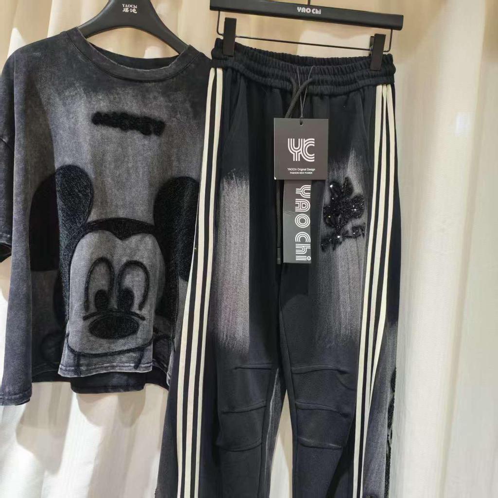Retro Mickey Print High-Waist Loose Casual Pants for Women - Spring/Summer Collection, Plus Size Available